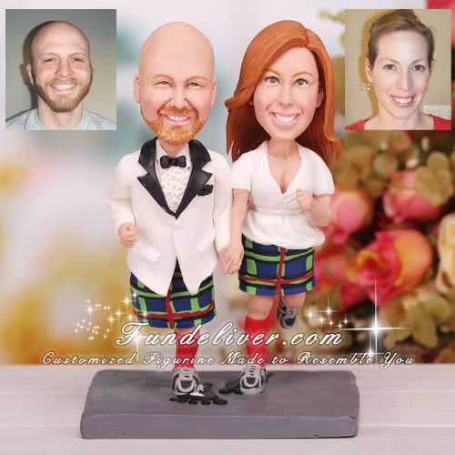 Hash Theme Bride & Groom Running Cake Toppers - Click Image to Close